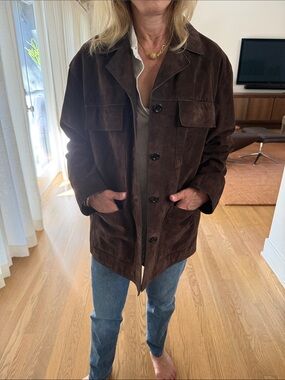 Massimo Dutti Dark Brown Suede Jacket